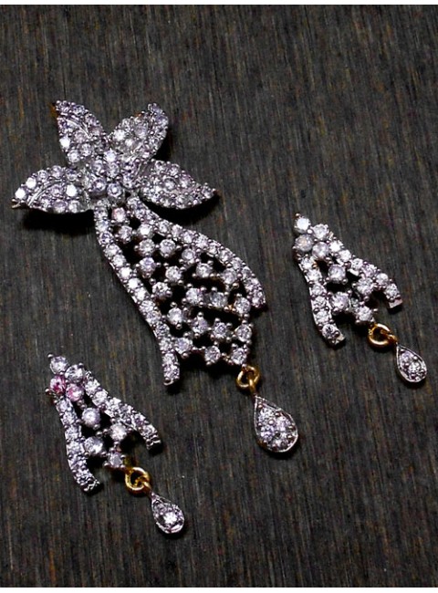 CZ Pendant With Earrings